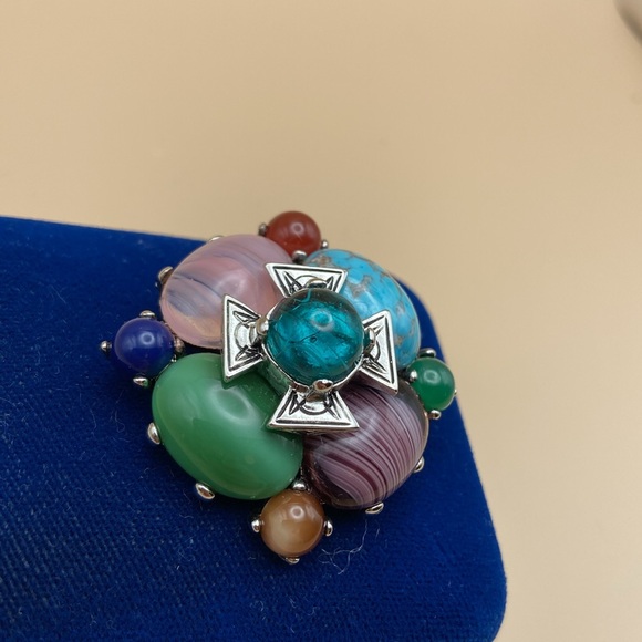 Joan Rivers Multi Colour Stones, Crystals & Rhinestone Brooch. Flowers & Cross. - Picture 9 of 12